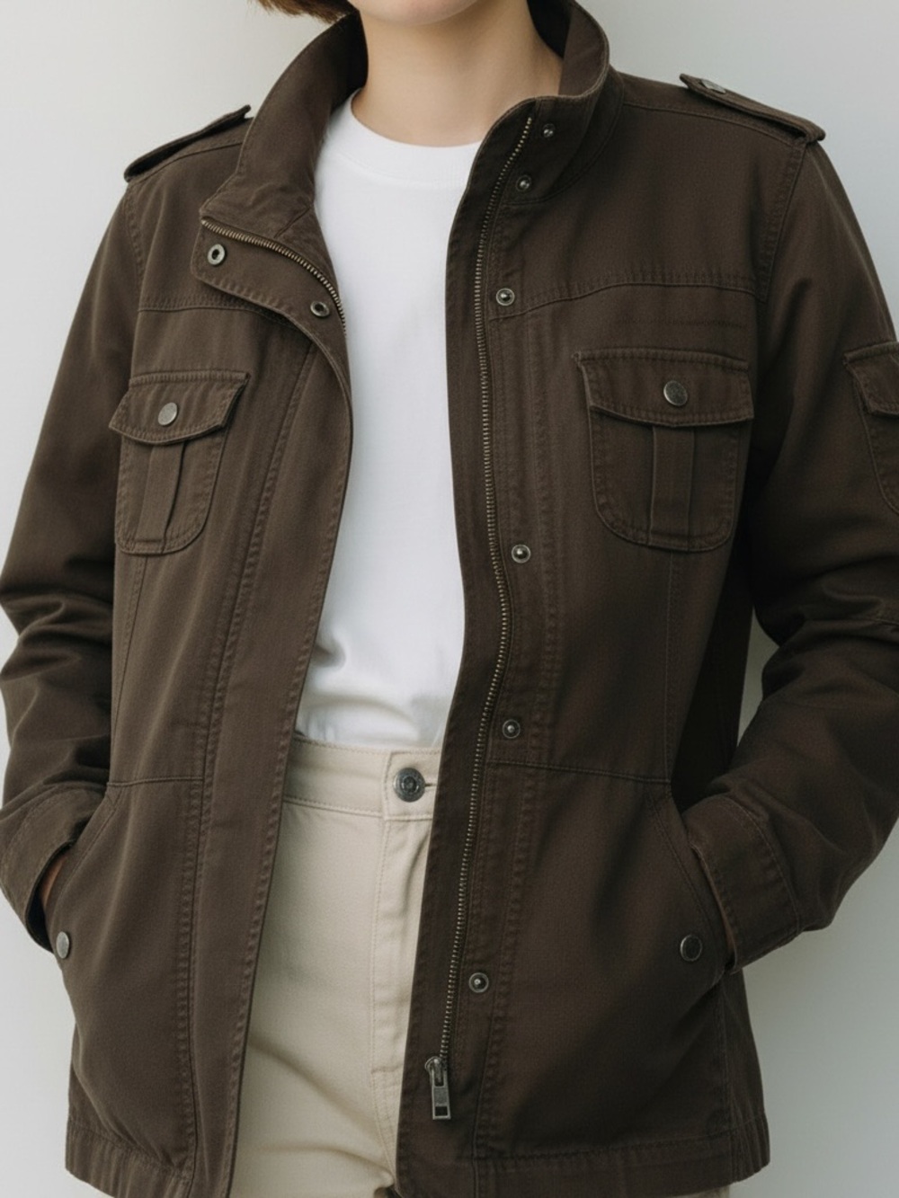 Kensie Military Style utility Jacket / Zipper Shirt / Jungle Green /XL NWT